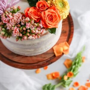 flowers and cake